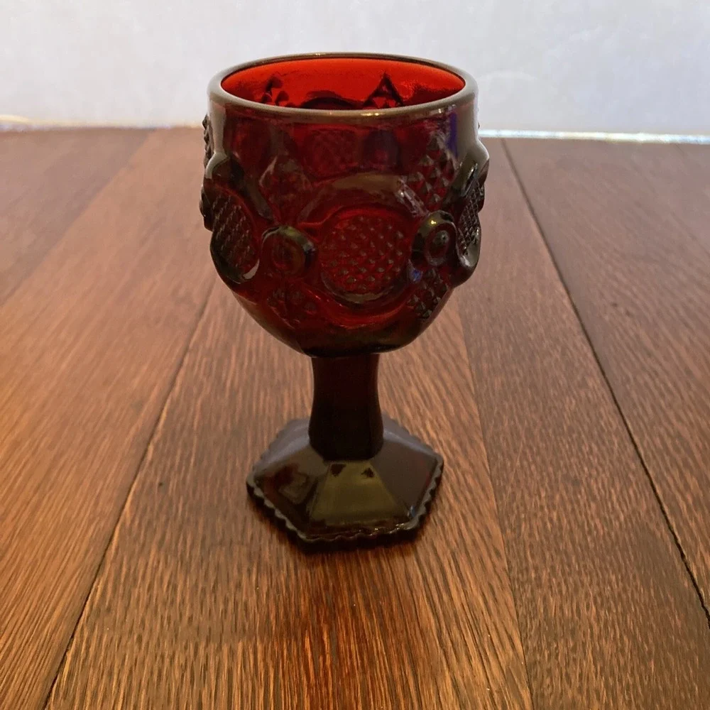 Avon 1876 Cape Cod Collection Ruby Red Wine Goblet 4 1/2